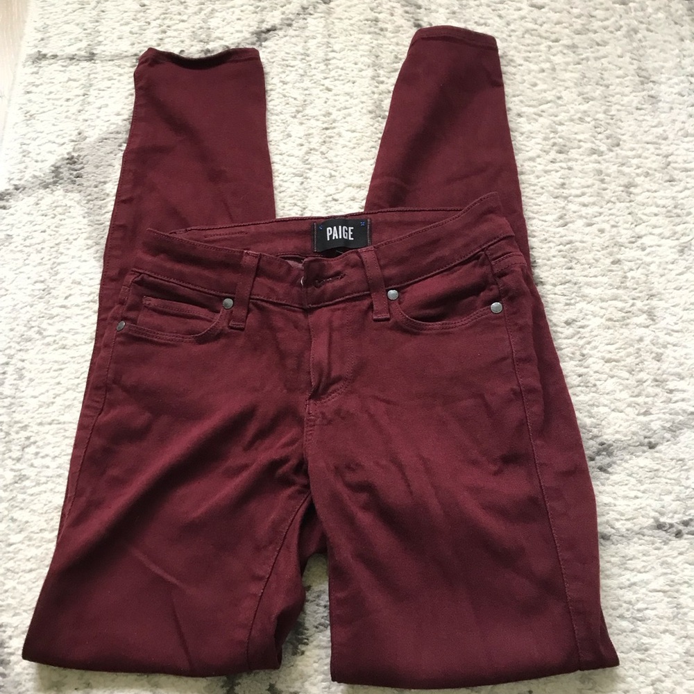 PAIGE Burgundy Skinny Pants